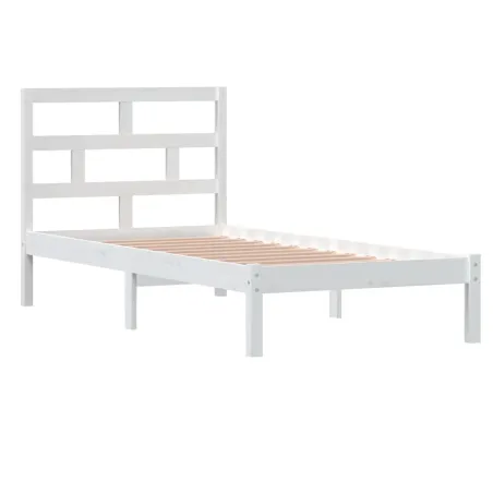 Cadre de lit sans matelas blanc bois massif