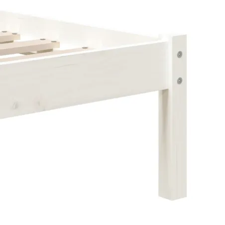 Cadre de lit sans matelas blanc bois massif