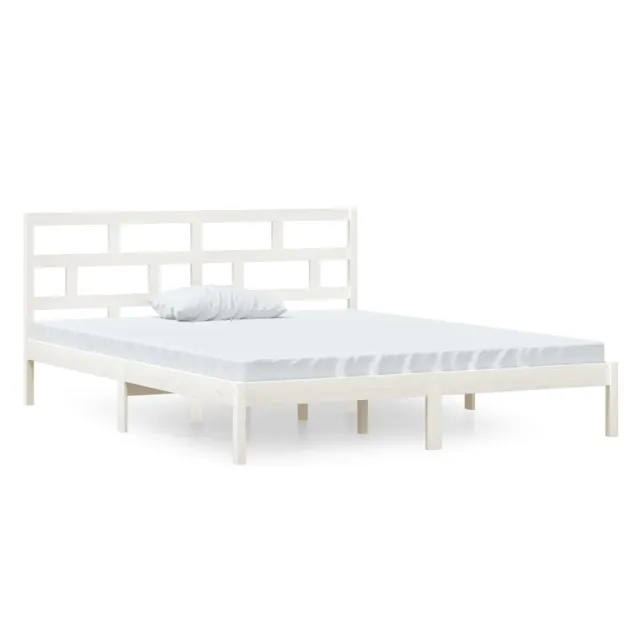 Cadre de lit sans matelas blanc bois massif