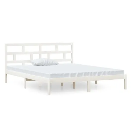 Cadre de lit sans matelas blanc bois massif