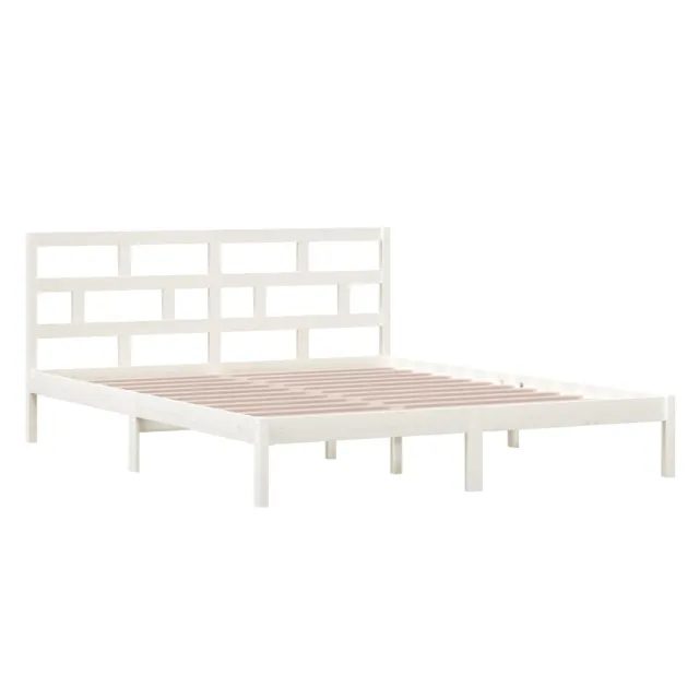Cadre de lit sans matelas blanc bois massif