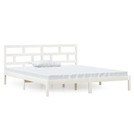 Cadre de lit sans matelas blanc bois massif 2