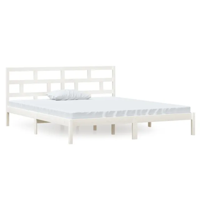 Cadre de lit sans matelas blanc bois massif
