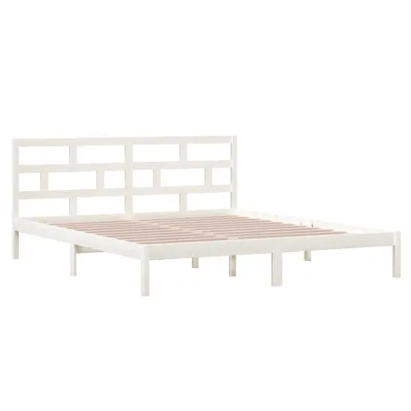 Cadre de lit sans matelas blanc bois massif