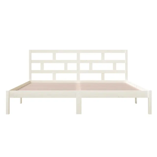 Cadre de lit sans matelas blanc bois massif