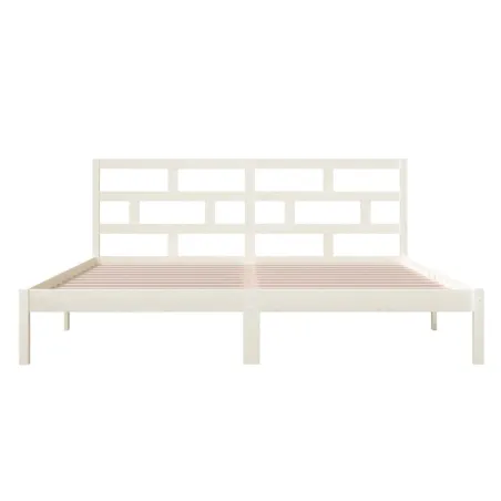 Cadre de lit sans matelas blanc bois massif