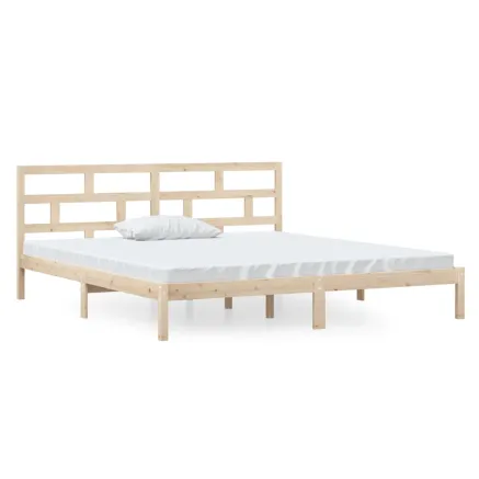Cadre de lit sans matelas bois massif 140x190 cm 2