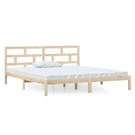 Cadre de lit sans matelas bois massif 140x190 cm