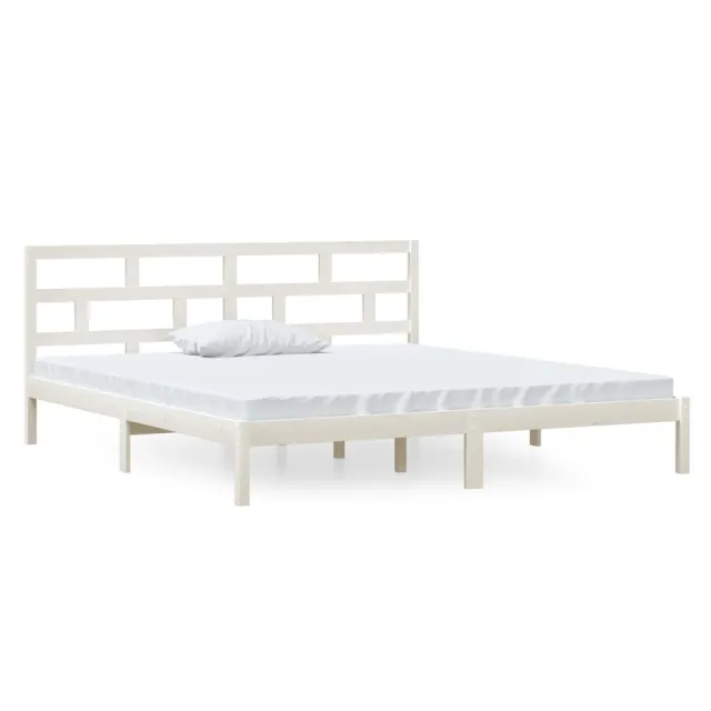 Cadre de lit sans matelas blanc bois massif 140x190 cm