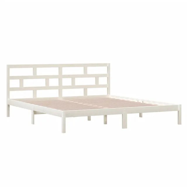 Cadre de lit sans matelas blanc bois massif 140x190 cm