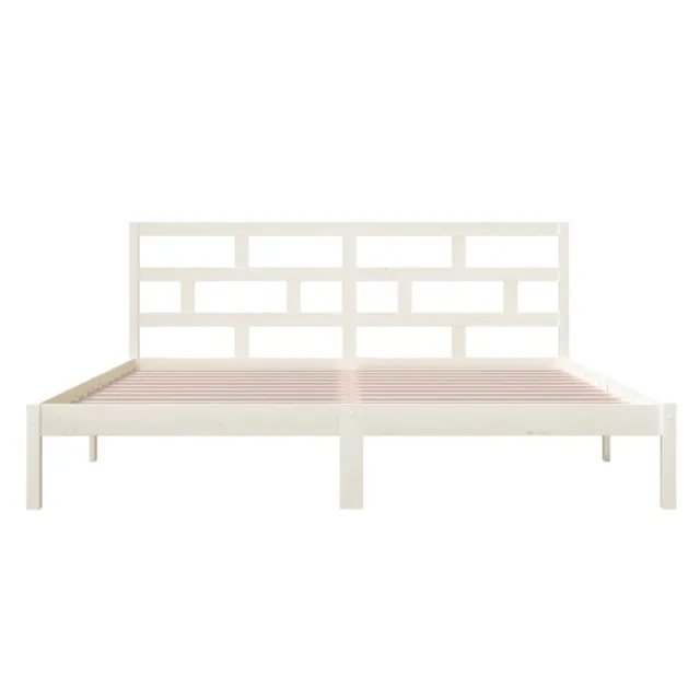 Cadre de lit sans matelas blanc bois massif 140x190 cm