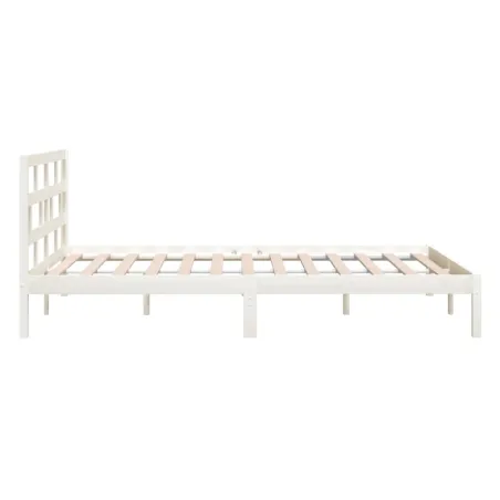Cadre de lit sans matelas blanc bois massif 140x190 cm