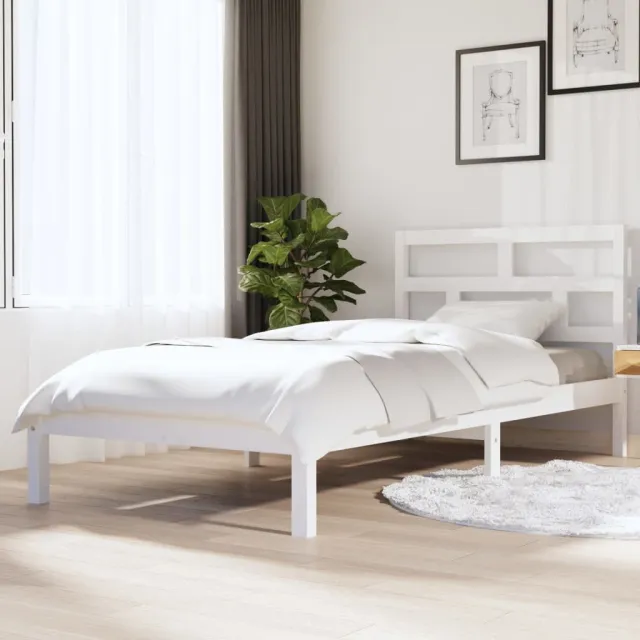 Cadre de lit sans matelas blanc bois massif 90x200 cm