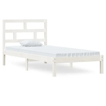 Cadre de lit sans matelas blanc bois massif 90x200 cm 2