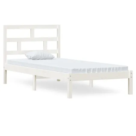 Cadre de lit sans matelas blanc bois massif 90x200 cm