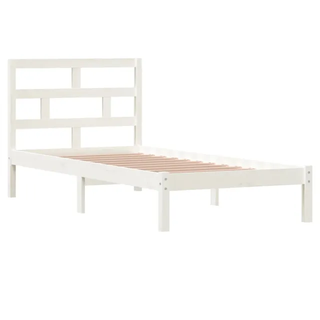 Cadre de lit sans matelas blanc bois massif 90x200 cm