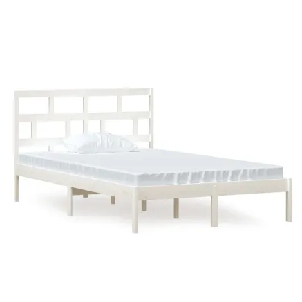 Cadre de lit sans matelas blanc bois massif 120x200 cm 2