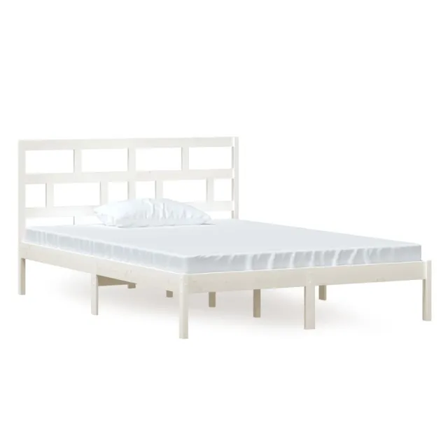 Cadre de lit sans matelas blanc bois massif 140x200 cm