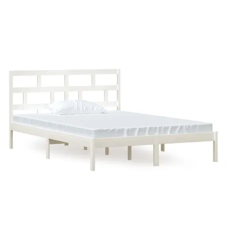 Cadre de lit sans matelas blanc bois massif 140x200 cm