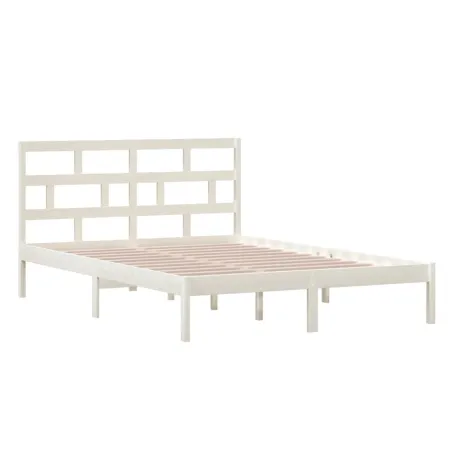 Cadre de lit sans matelas blanc bois massif 140x200 cm