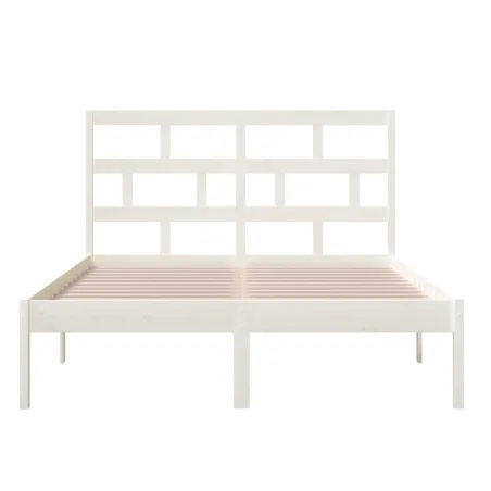 Cadre de lit sans matelas blanc bois massif 140x200 cm