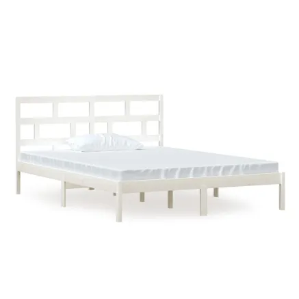 Cadre de lit sans matelas blanc bois de pin massif 2