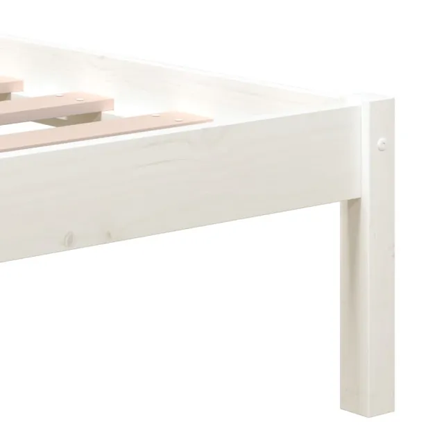 Cadre de lit sans matelas blanc bois de pin massif