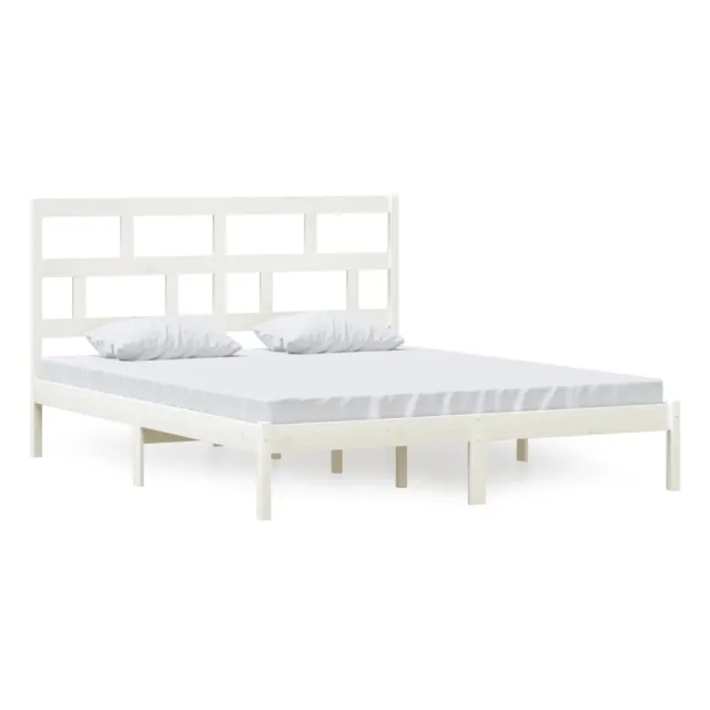 Cadre de lit sans matelas blanc bois massif 160x200 cm