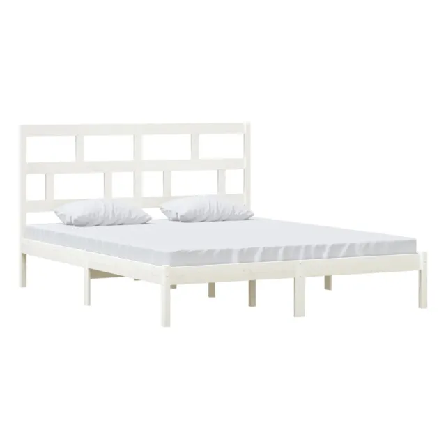 Cadre de lit sans matelas blanc bois massif 160x200 cm