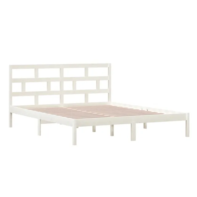 Cadre de lit sans matelas blanc bois massif 160x200 cm