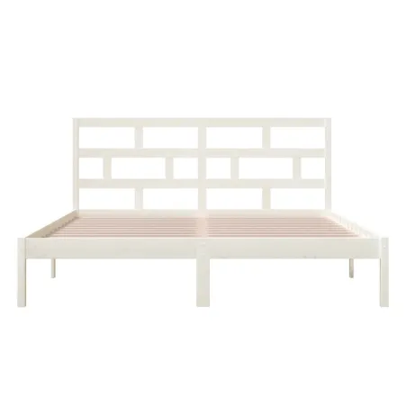 Cadre de lit sans matelas blanc bois massif 160x200 cm