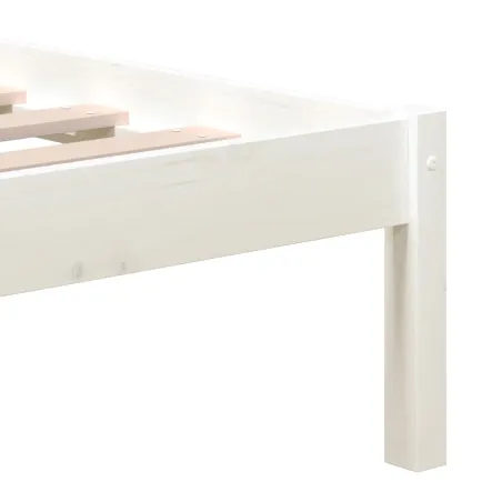 Cadre de lit sans matelas blanc bois massif 160x200 cm