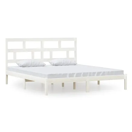 Cadre de lit sans matelas blanc bois massif 2