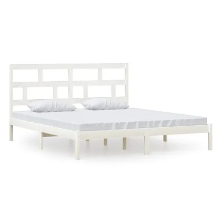 Cadre de lit sans matelas blanc bois massif
