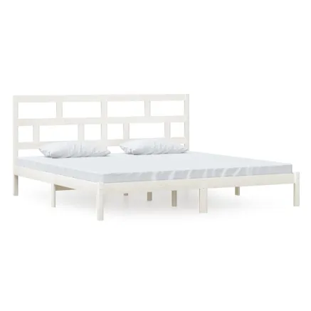 Cadre de lit sans matelas blanc bois de pin massif 200x200 cm 2
