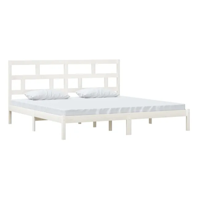 Cadre de lit sans matelas blanc bois de pin massif 200x200 cm