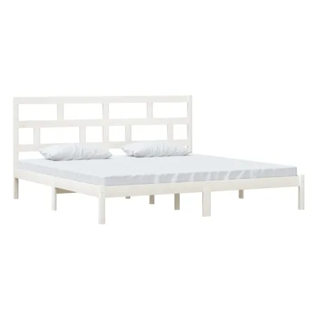 Cadre de lit sans matelas blanc bois de pin massif 200x200 cm