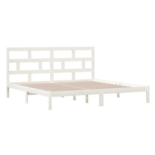 Cadre de lit sans matelas blanc bois de pin massif 200x200 cm