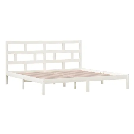 Cadre de lit sans matelas blanc bois de pin massif 200x200 cm