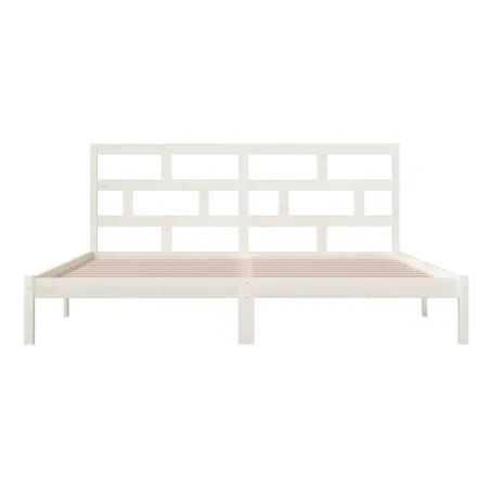 Cadre de lit sans matelas blanc bois de pin massif 200x200 cm