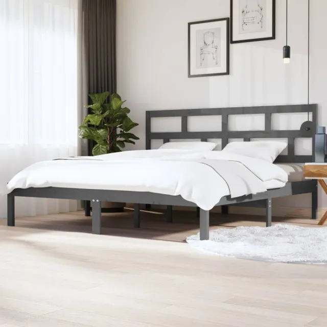 Cadre de lit sans matelas Gris Bois de pin massif 200x200 cm