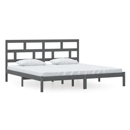 Cadre de lit sans matelas Gris Bois de pin massif 200x200 cm