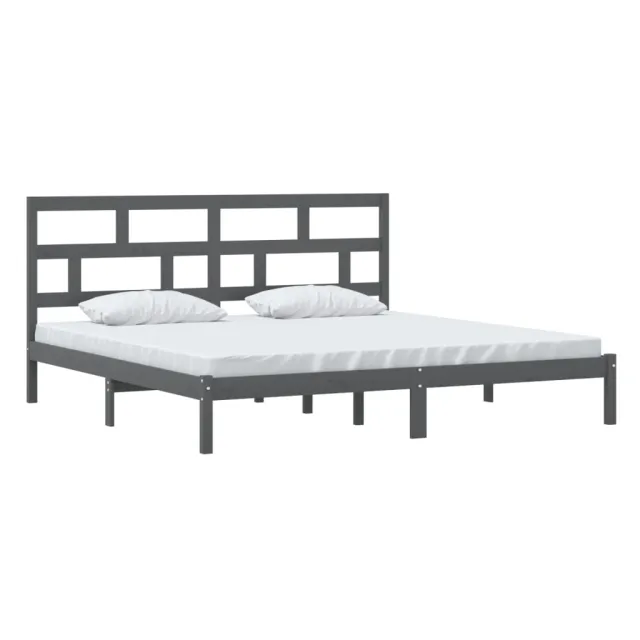 Cadre de lit sans matelas Gris Bois de pin massif 200x200 cm