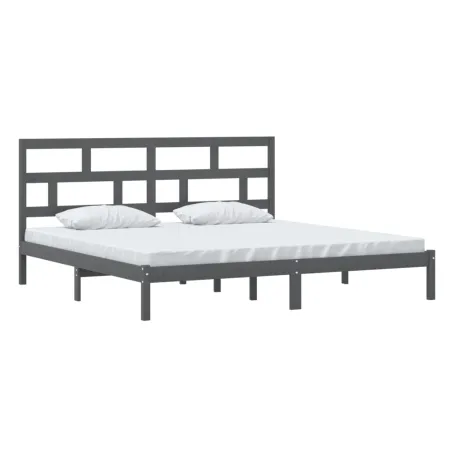 Cadre de lit sans matelas Gris Bois de pin massif 200x200 cm