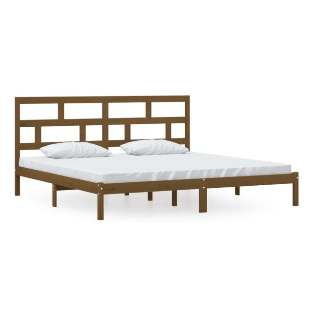 Cadre de lit sans matelas Marron miel Bois pin massif 200x200cm