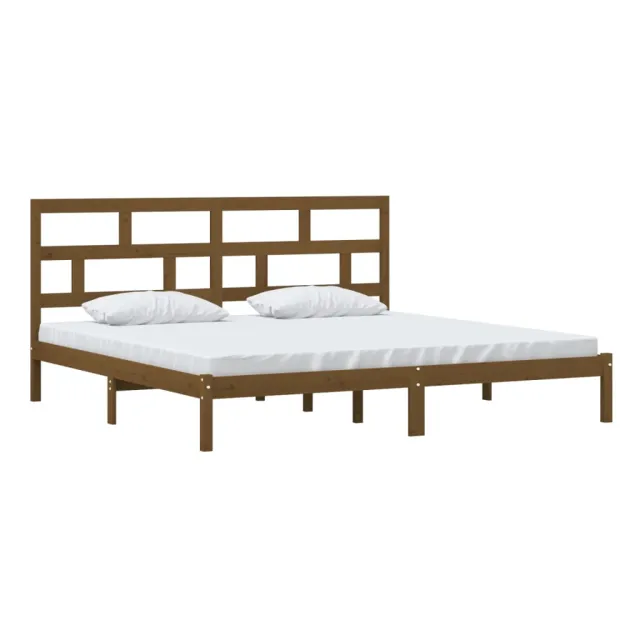 Cadre de lit sans matelas Marron miel Bois pin massif 200x200cm