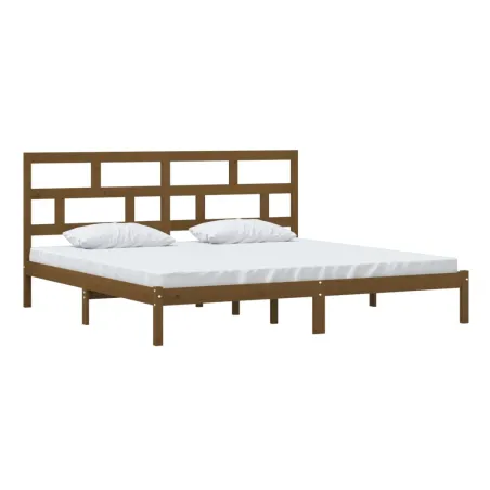 Cadre de lit sans matelas Marron miel Bois pin massif 200x200cm