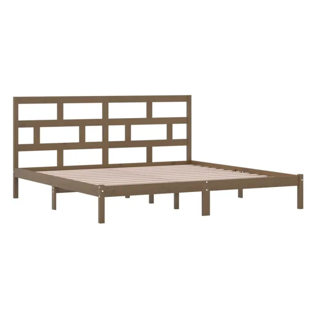 Cadre de lit sans matelas Marron miel Bois pin massif 200x200cm