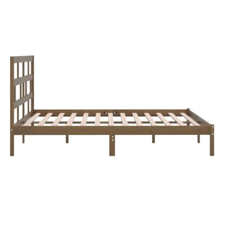 Cadre de lit sans matelas Marron miel Bois pin massif 200x200cm