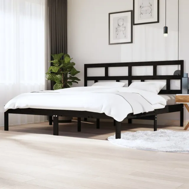 Cadre de lit sans matelas Noir Bois de pin massif 200x200 cm
